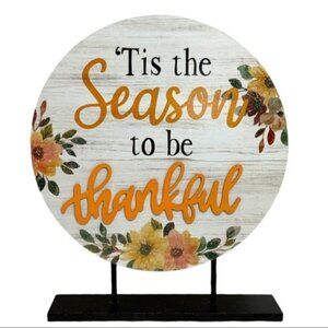 Autumn Table Decor Pedestal Sign Tis The Season To be Thankful Modern Farmhouse